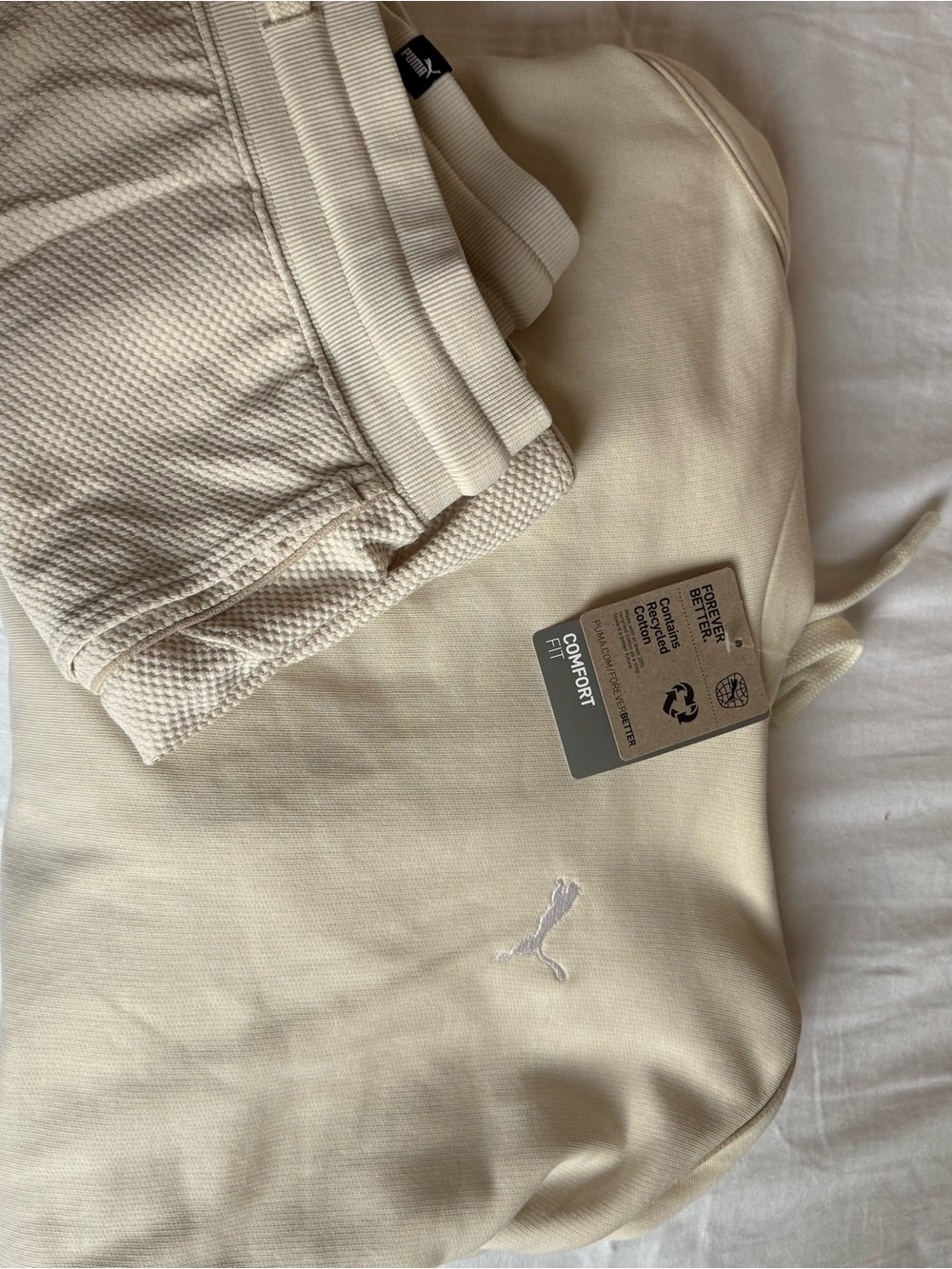 Puma Cream Pullover and Shorts Set with Embroidered Logo